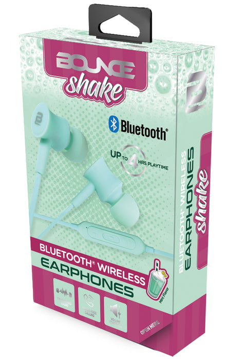 Bounce Shake Series Bluetooth Wireless Earphones - Mint - BNCE-1101/MT