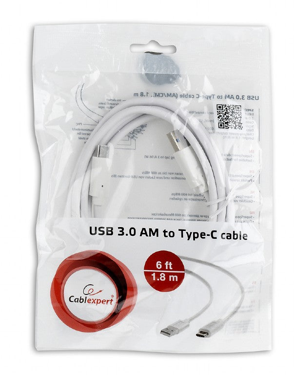Cablexpert USB 3.0 AM To Type-C Cable 1.8M White - CB-USB3-CM/1.8WHT