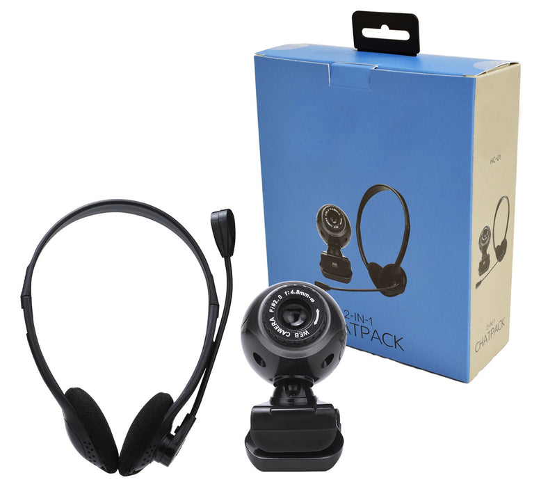 Webcam And Headset With Adjustable Microphone Bundle - CHAT-COMBO