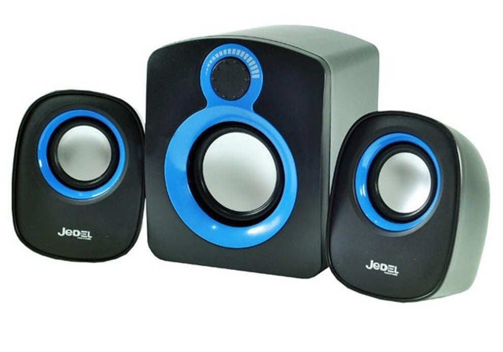 Jedel SD003 Compact 2.1 USB Powered Desktop Speakers - Black & Blue - CM-JED-SD03