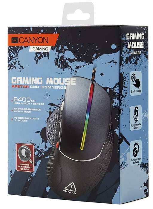 Canyon Apstar 6400DPI 6 Button RGB Gaming Mouse - CND-SGM12RGB