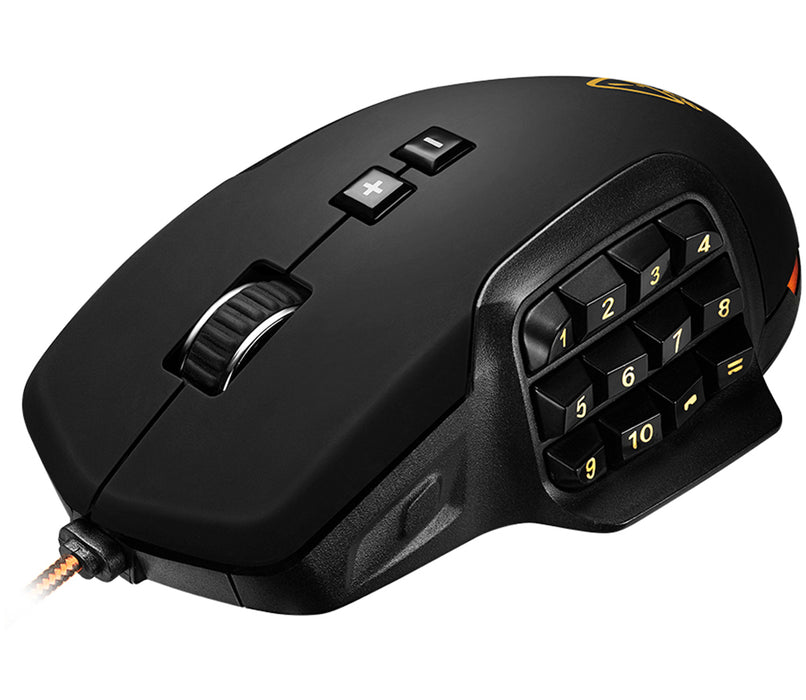 Canyon Wired 17 Button USB LED MMO Gaming Mouse With Adjustable DPI - Black / Orange - CND-SGM9