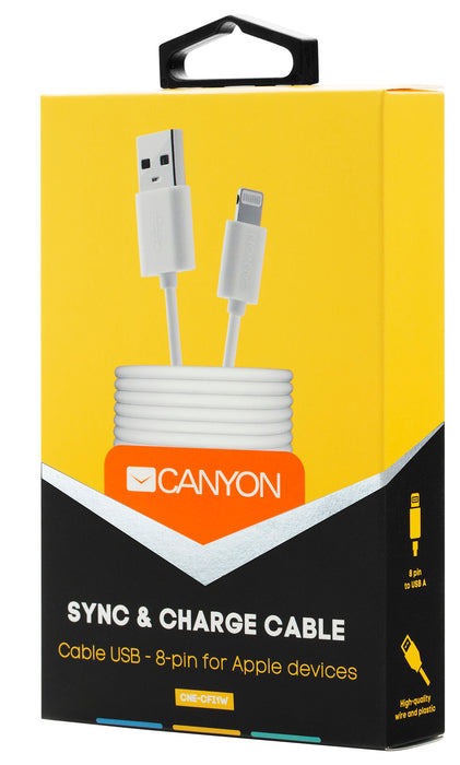 Canyon Simple Sync & Charge 8-Pin Lightning Cable - White - CNE-CFI1W