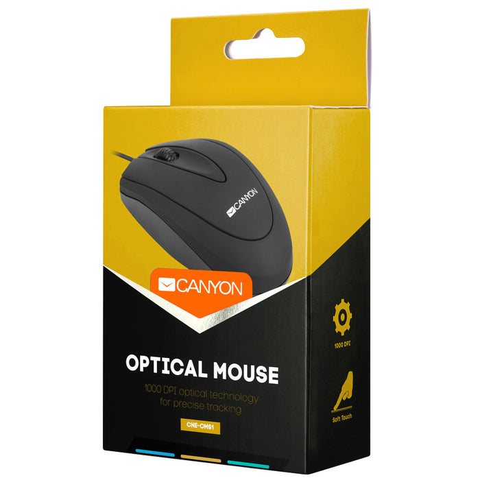 Canyon USB Wired Optical Mouse - Black - CNE-CMS1