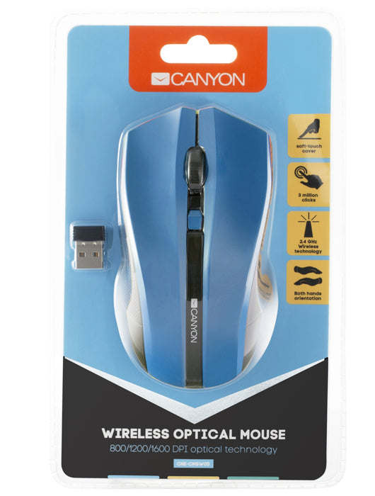 Canyon Wireless Optical Mouse - Blue - CNE-CMSW05BL