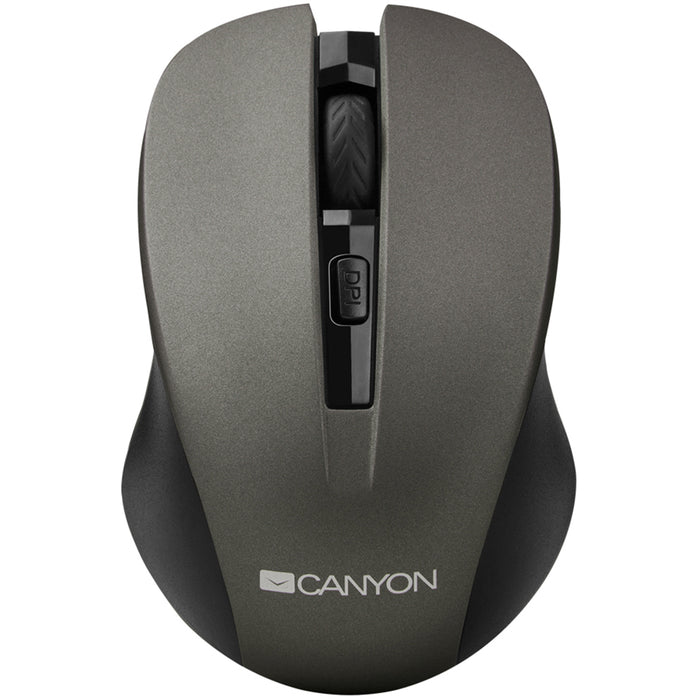 Canyon Comfort Wireless 4 Button Optical Mouse With Switchable DPI - Grey - CNE-CMSW1G