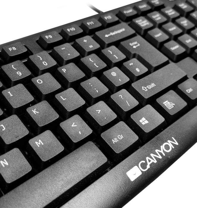 Canyon Classic Wired USB Keyboard & Mouse Combo Set - UK Layout - Black - CNE-CSET1-UK