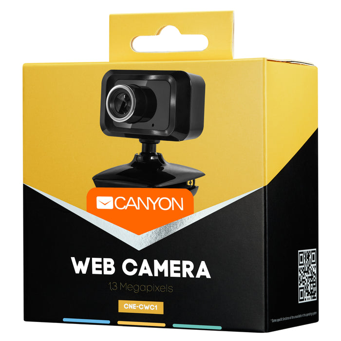 Canyon 1.3MP USB Webcam With Integrated Microphone - Black - CNE-CWC1