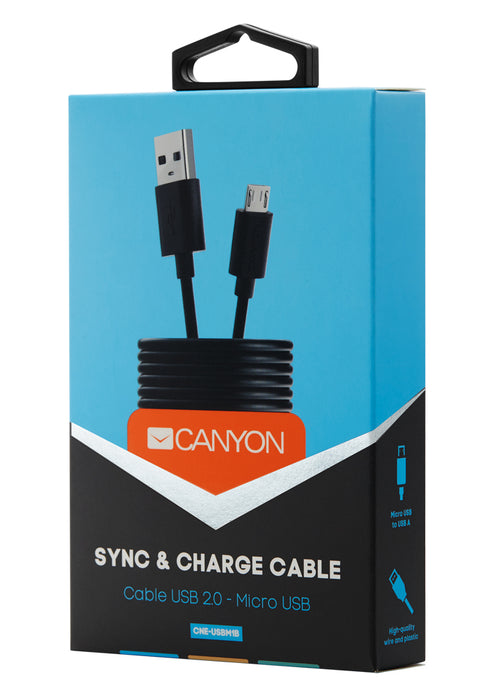 Canyon Simple Sync & Charge Micro USB 2.0 Cable - Black - CNE-USBM1B