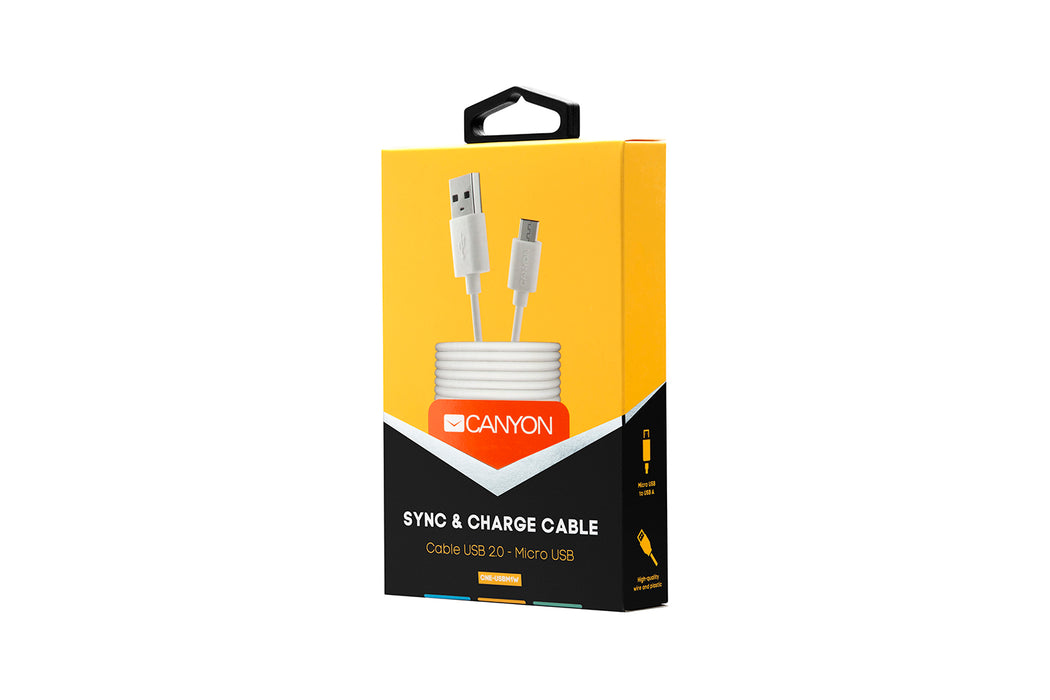 Canyon Simple Sync & Charge Micro USB 2.0 Cable - White - CNE-USBM1W