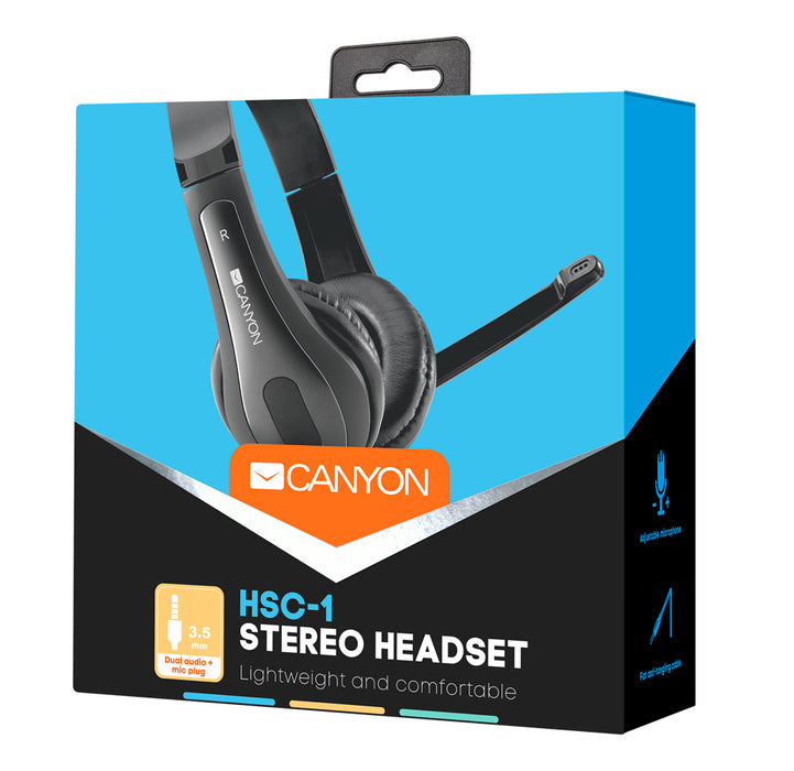 Canyon Wired PC Headset With Mic - Black - CNS-CHSC1B