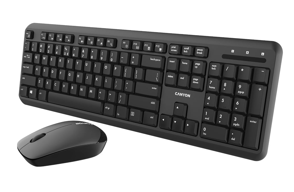 Canyon Wireless Keyboard & Mouse Combo Set - UK Layout - Black - CNS-HSETW2-UK