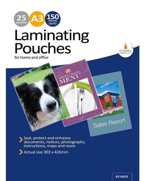 Cathedral A3 25pk 150m Laminating Pouches - CATH-A316025