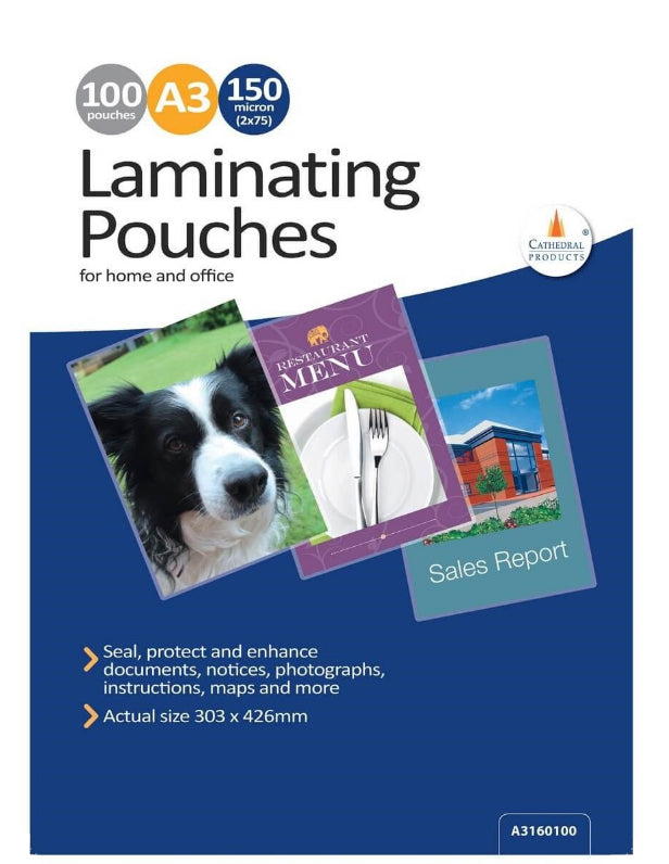 Cathedral A3 100pk 150m Laminating Pouches - CATH-A3160100
