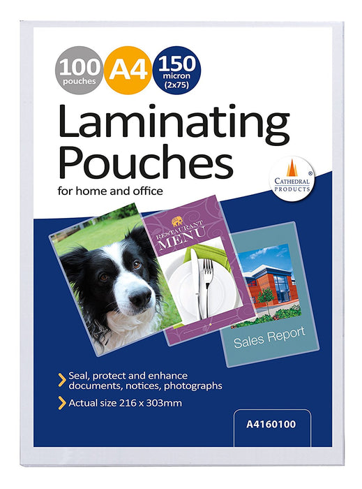 Cathedral A4 100pk 150m Laminating Pouches - CATH-A4160100