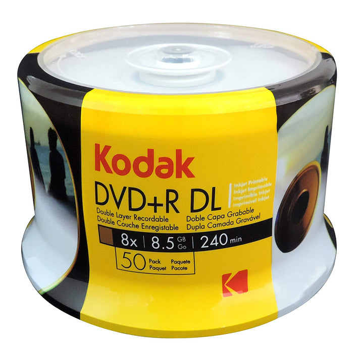KODAK DVD+R DL 8x 8.5GB 240 Min 50 Pack Printable - DVD-KD-DL50