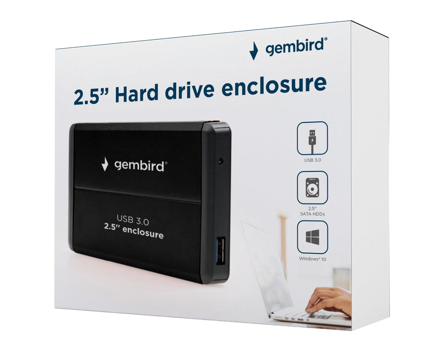 Gembird 2.5" USB 3.0 Hard Drive Enclosure - Black - ENC-USB3-2.5/BLK