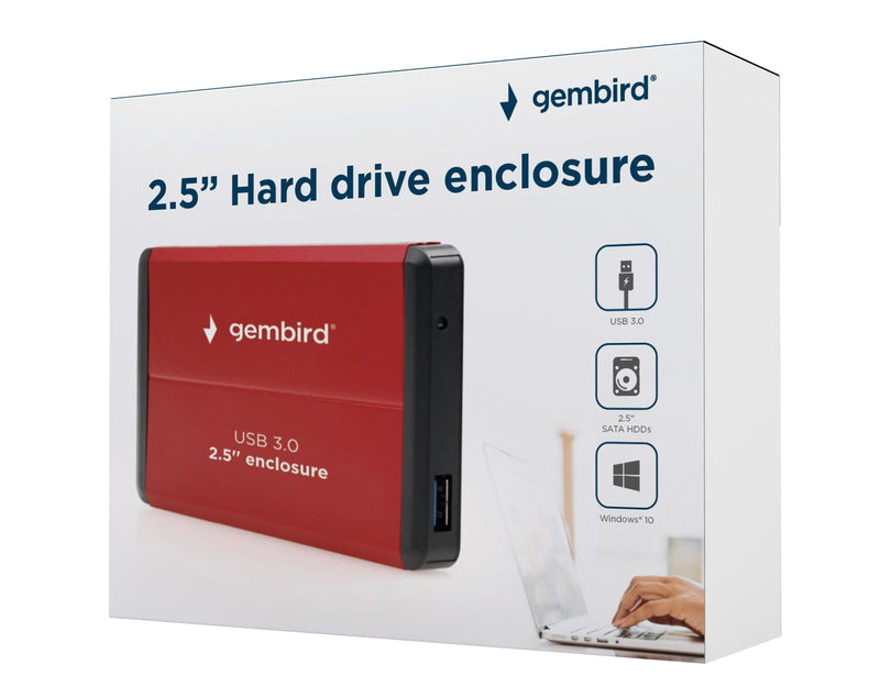Gembird 2.5" USB 3.0 Hard Drive Enclosure - Red - ENC-USB3-2.5/RED