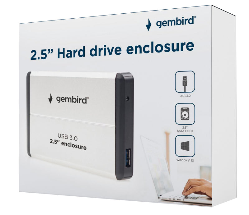 Gembird 2.5" USB 3.0 Hard Drive Enclosure - Silver - ENC-USB3-2.5/SIL
