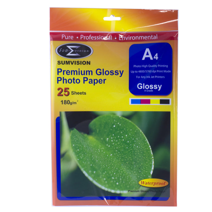 Sumvision Premium 180gsm Glossy A4 Photo Inkjet Paper - 25 Sheets - GLOSS-180