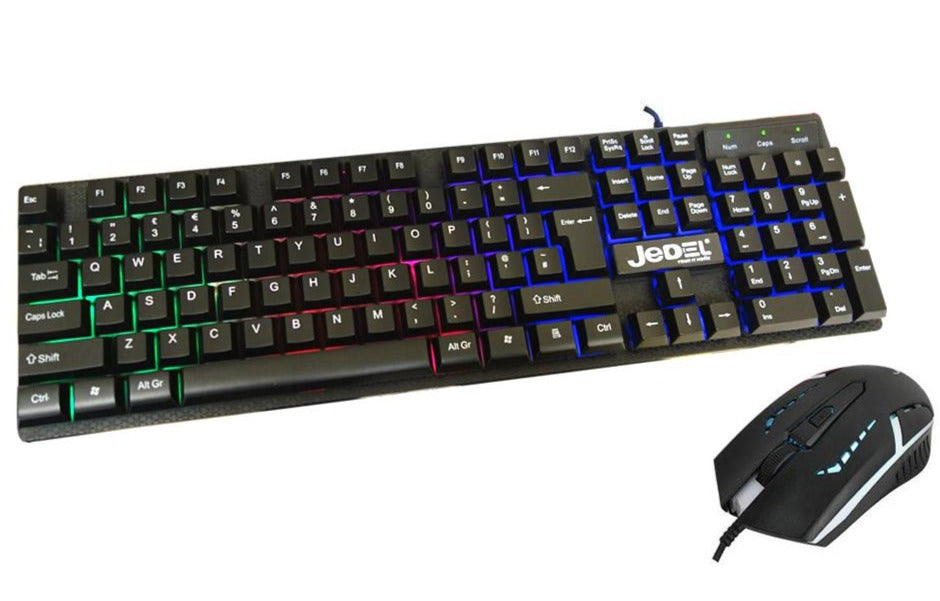 Jedel GK100 RGB LED Gaming Keyboard And 4D Mouse Set - Black - KB-JED-GK100/BLK