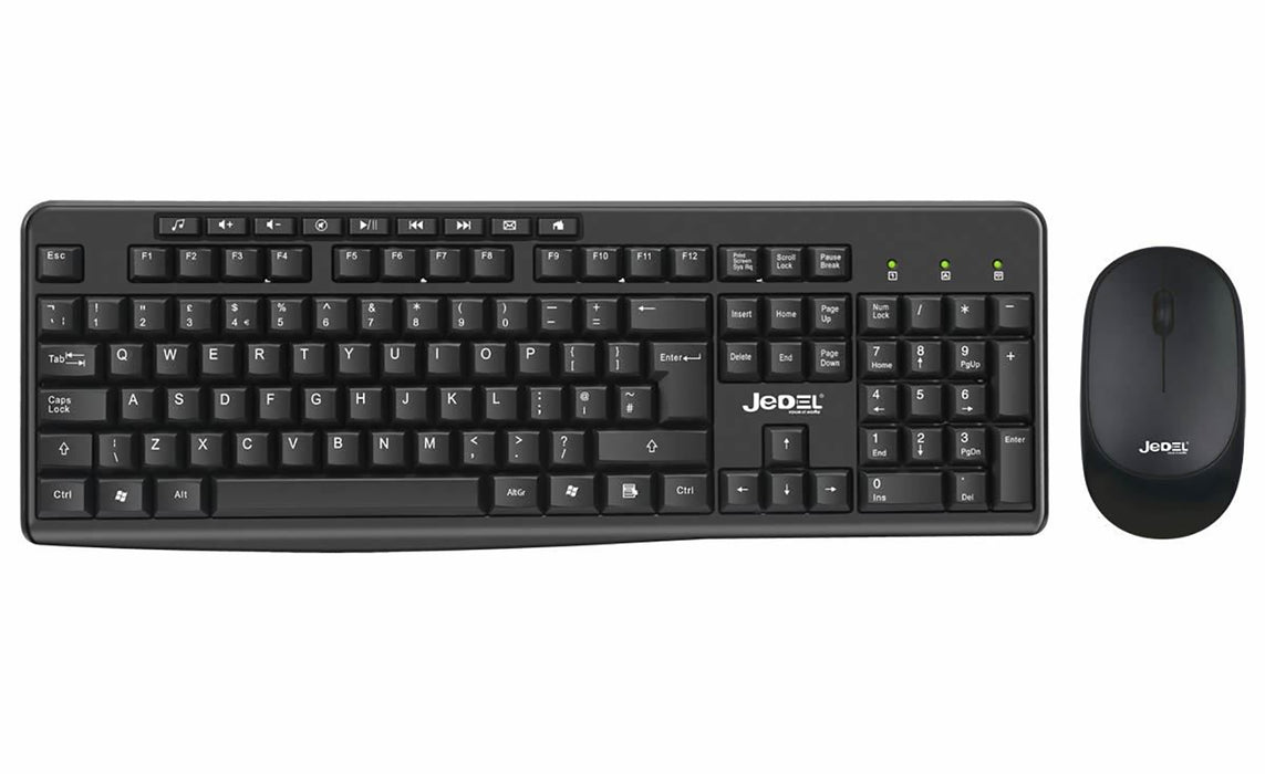 Jedel WS770 Wireless Keyboard And 3 Button Mouse Set - Black - KB-JED-WS770