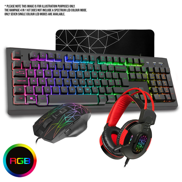 CiT Rampage RGB Gaming Set - Keyboard And Mouse With Headset & Mouse Mat - KB-RAMPAGE