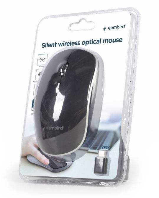 Gembird Type C Wireless Silent Optical PC Computer Mouse - Black - MSE-WL/USBC