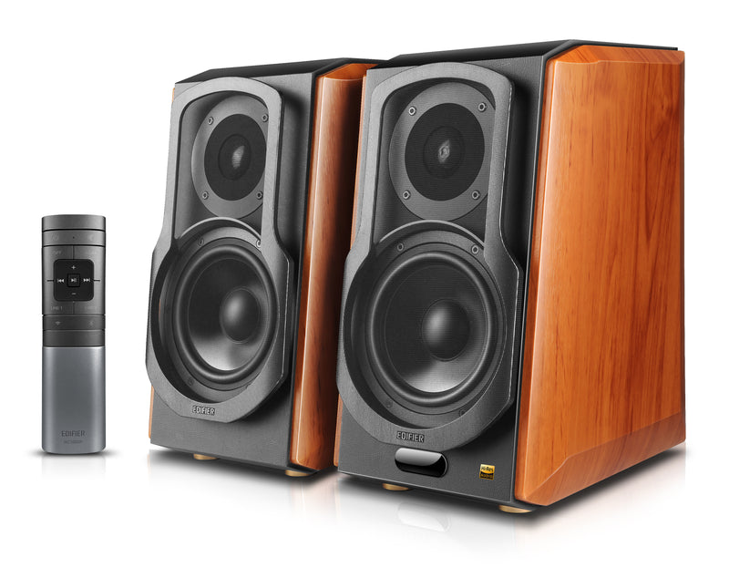 Edifier S1000W Wireless Hi-Fi Active 2.0 Bookshelf Speaker Set With Bluetooth & Airplay 2 - Brown - CM-S1000W/BRN
