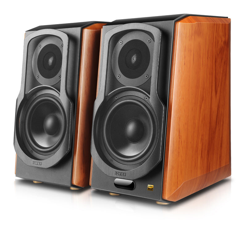 Edifier S1000W Wireless Hi-Fi Active 2.0 Bookshelf Speaker Set With Bluetooth & Airplay 2 - Brown - CM-S1000W/BRN