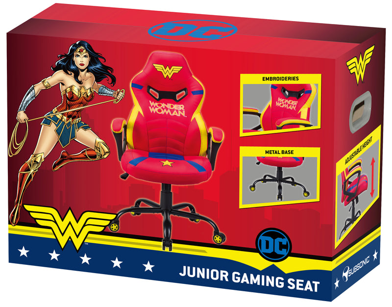 Subsonic Officially Licensed Wonder Woman Junior E-Sports Gaming Chair - Red/Yellow - SUB-5573/WW