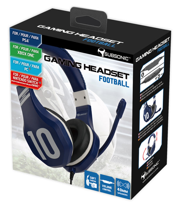 Subsonic Wired Football Gaming Stereo Headset For PS4, XBOX ONE, PC And Switch - Blue - SUB-5582/BLU