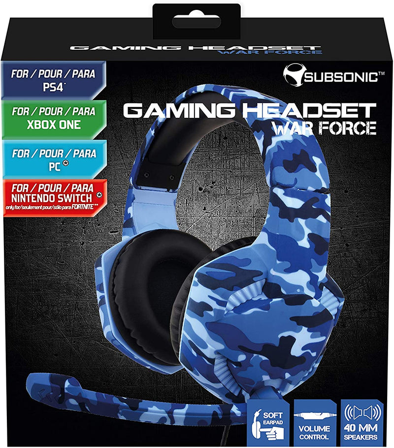 Subsonic War Force Camo Gaming Headset With Microphone - Blue - SUB-5587/BLU