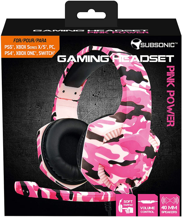Subsonic War Force Camo Gaming Headset With Microphone - Pink - SUB-5587/PINK