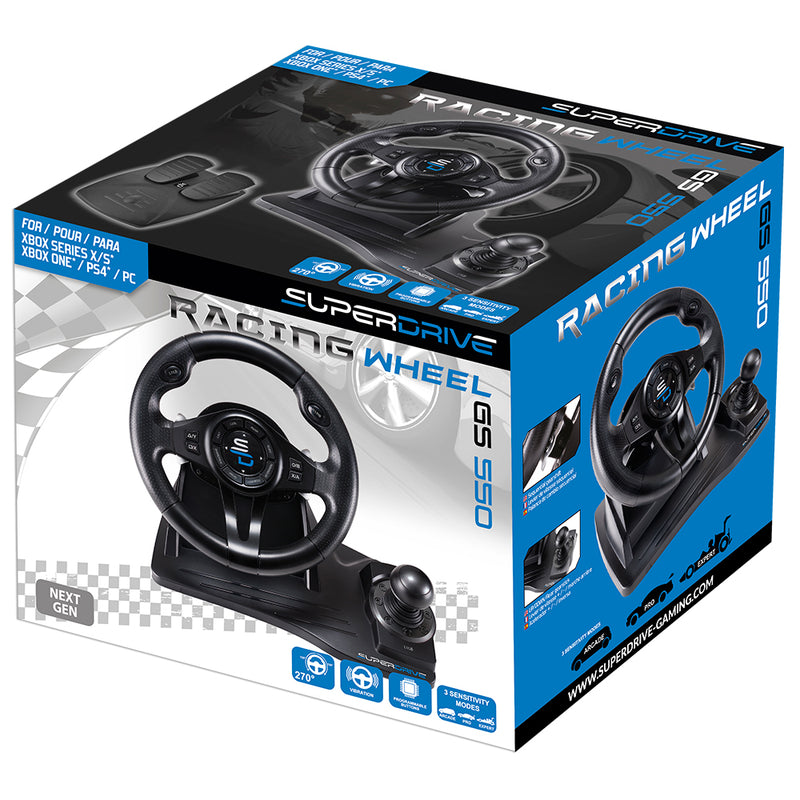 Subsonic GS550 Gaming Steering Wheel With Gear Stick & Pedals For Xbox Series X/S, Xbox One, PS4 & PC - SUB-5596