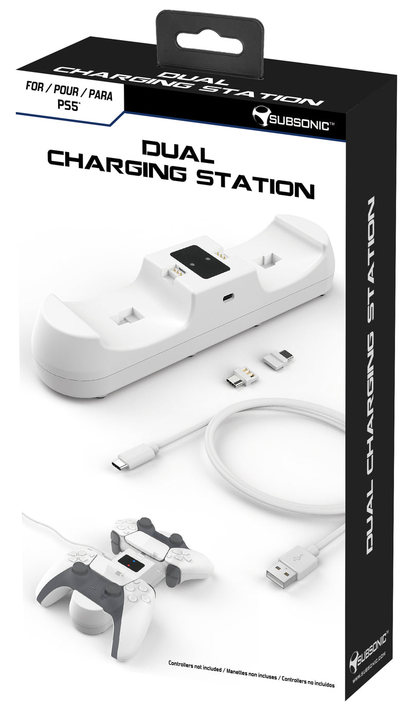 Subsonic Dual Charging Station For PS5 PlayStation 5 DualSense Controllers - White - SUB-5599