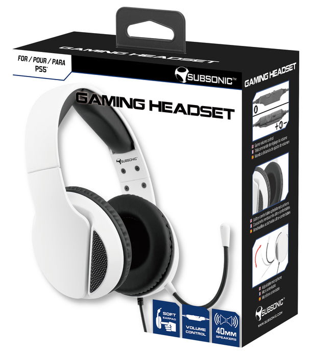 Subsonic Wired Gaming Headset With Microphone For PS5 PlayStation 5 - White - SUB-5602
