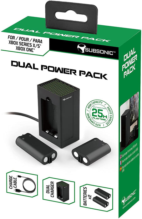 Subsonic Black Dual Power Pack Charging Kit For Xbox Series X Controller - SUB-5617