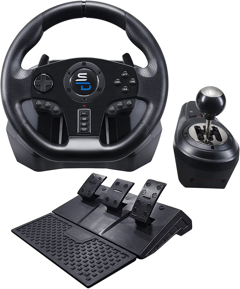 gaming steering wheel and pedals Subsonic GS 850X Universal Gaming Steering Wheel With Vibration, Pedal — Digitek Trading Ltd
