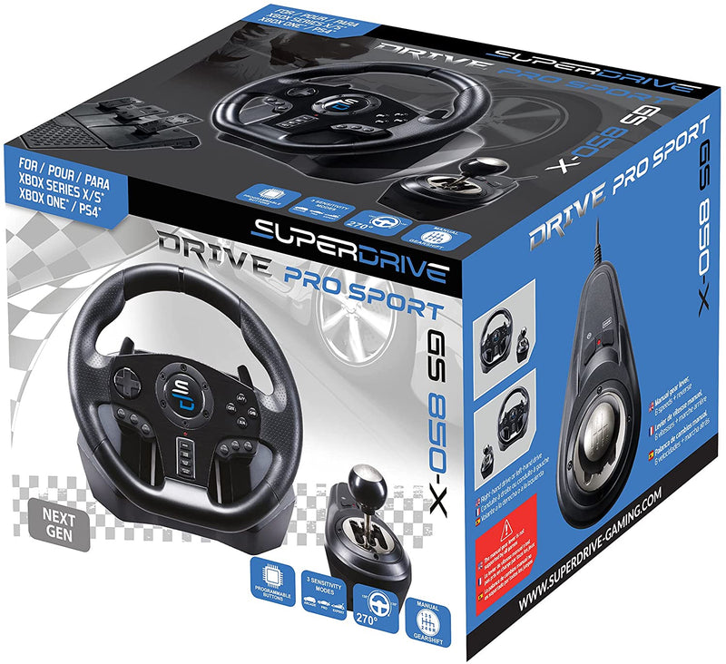Subsonic GS 850X Universal Gaming Steering Wheel With Vibration, Pedals And Manual Gear Shift For Xbox Series X/S, Xbox One & PS4 - SUB-5627