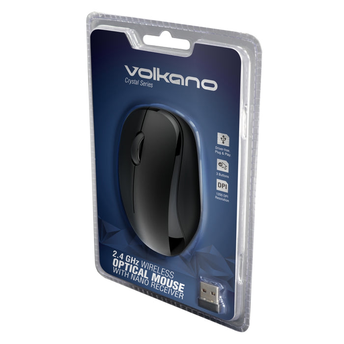 Volkano Crystal Series 2.40 GHz Wireless Optical Mouse - Black - VOLK-20126