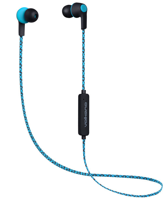 Volkano Moda Series Nylon Braided Bluetooth Earphones - Black/Blue - VOLK-VK-1107/BLU