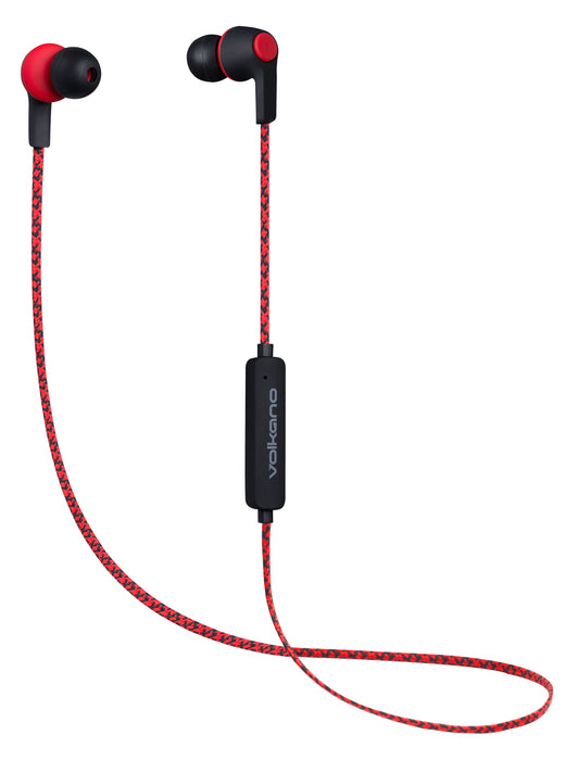 Volkano Moda Series Nylon Braided Bluetooth Earphones - Black/Red - VOLK-VK-1107/RED
