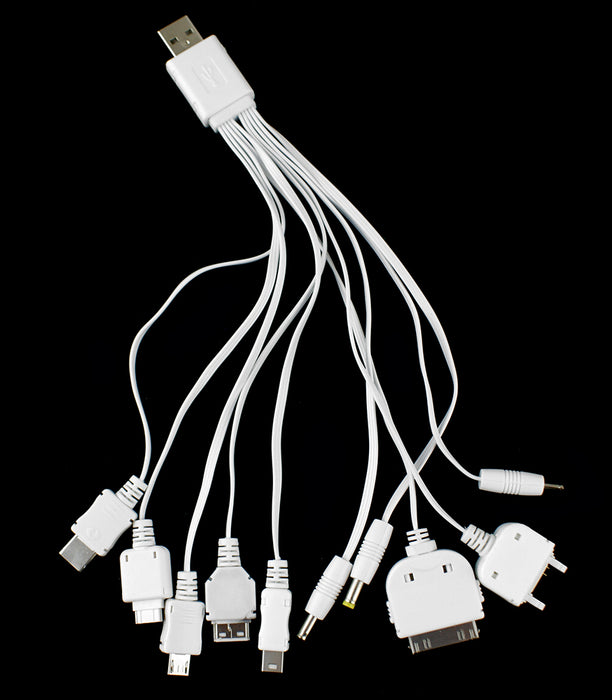 10 In 1 USB Mobile Phone Charging Cable - White - CB-DY-USB/10IN1