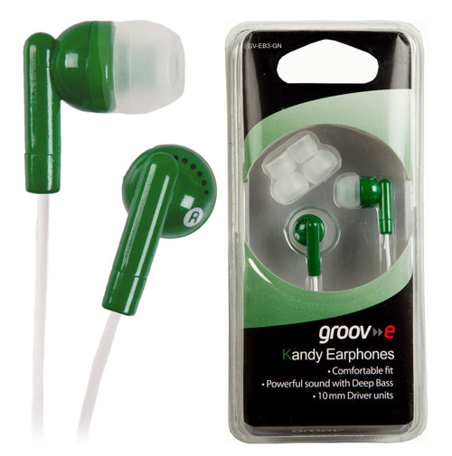 Groov-e Kandy Earphones + Earbuds - Green - GV-EB3/GRN