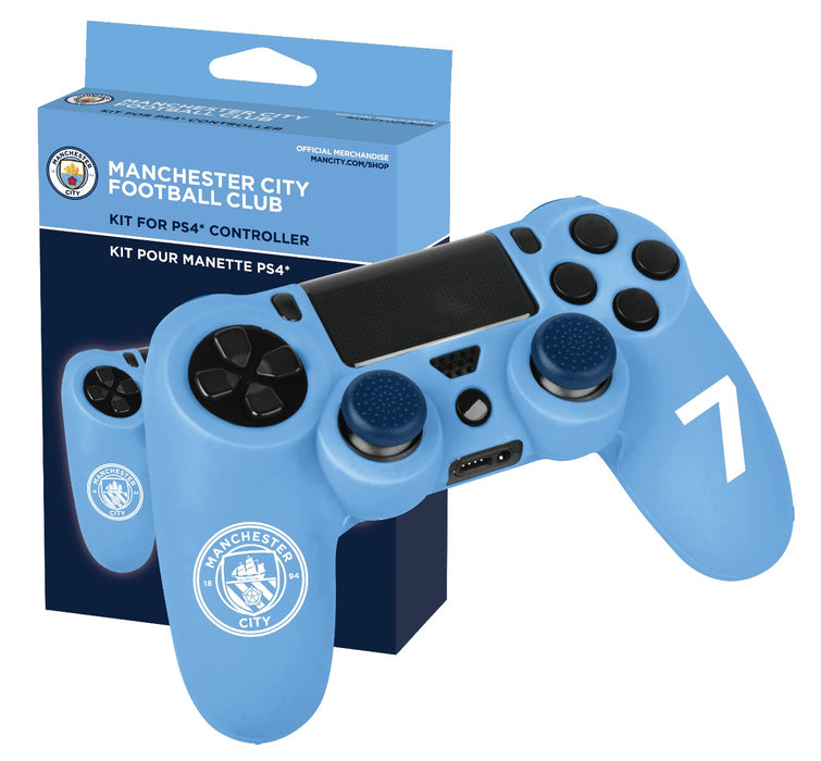 Subsonic Official Manchester City Silicone Case For Playstation 4 PS4 Controller - With 2 Thumb Grips - SUB-5323/MCFC