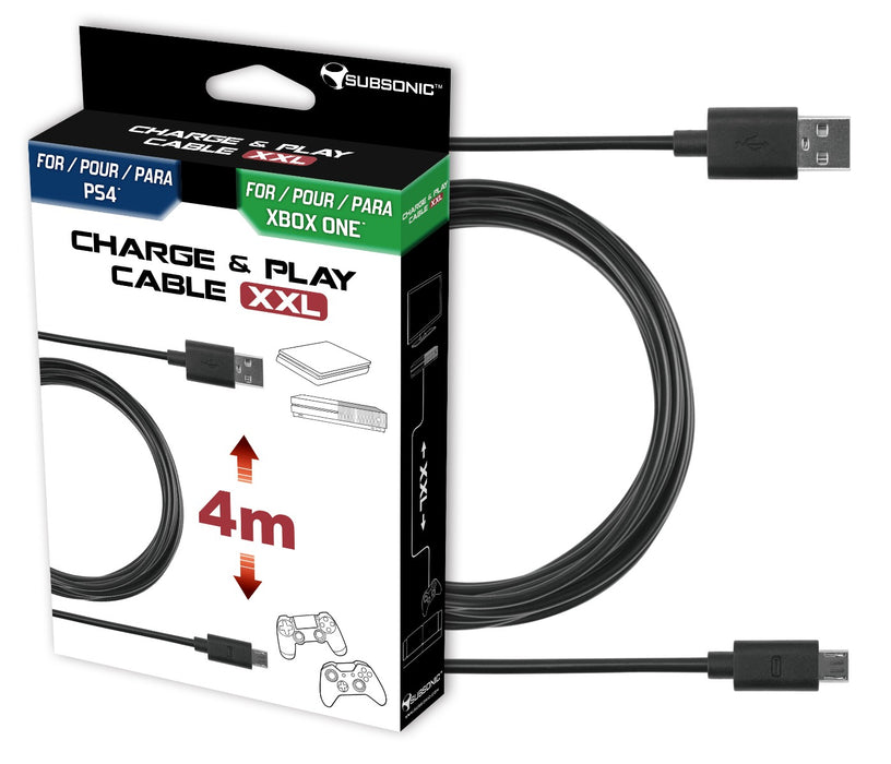 Subsonic USB Charge & Play Cable For Playstation 4 PS4 and Xbox One Controller - 4M - SUB-5355