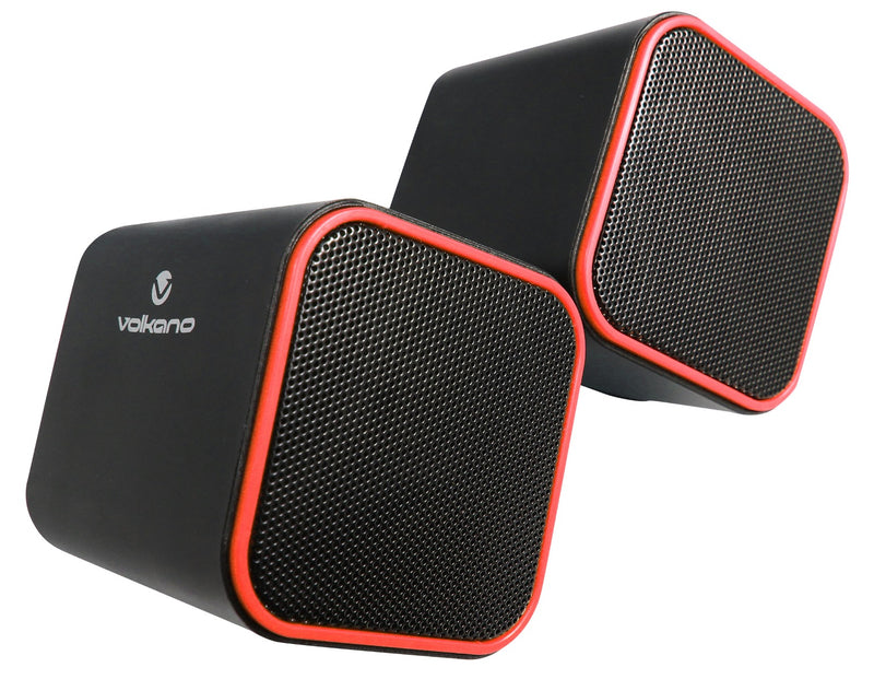 Volkano Diamond Series USB Powered 2.0 Stereo PC Laptop Speakers - Red - VOLK-VB702/RED