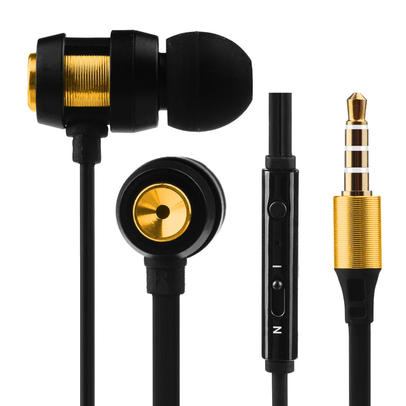Volkano Alloy Series Metallic Finish Earphones With Microphone & Call Function - Gold - VOLK-VK-1007/GLD