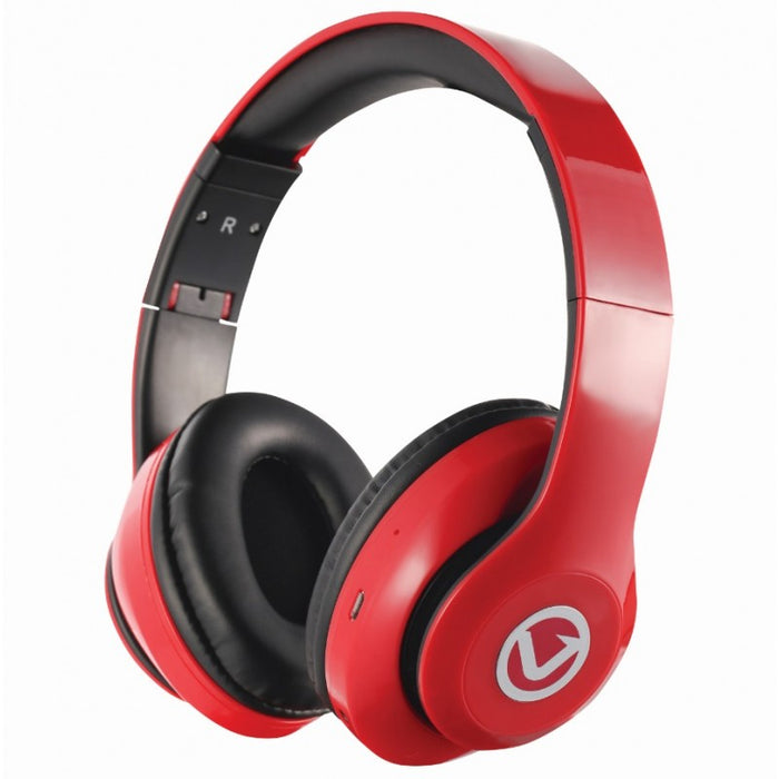 Volkano Impulse Bluetooth Headphones - Built In FM Radio & Micro SD Card Reader - Red - VOLK-100/RED